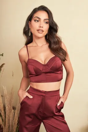 Lavish Alice Bonded Satin Stitch Detail Bralette in Burgundy