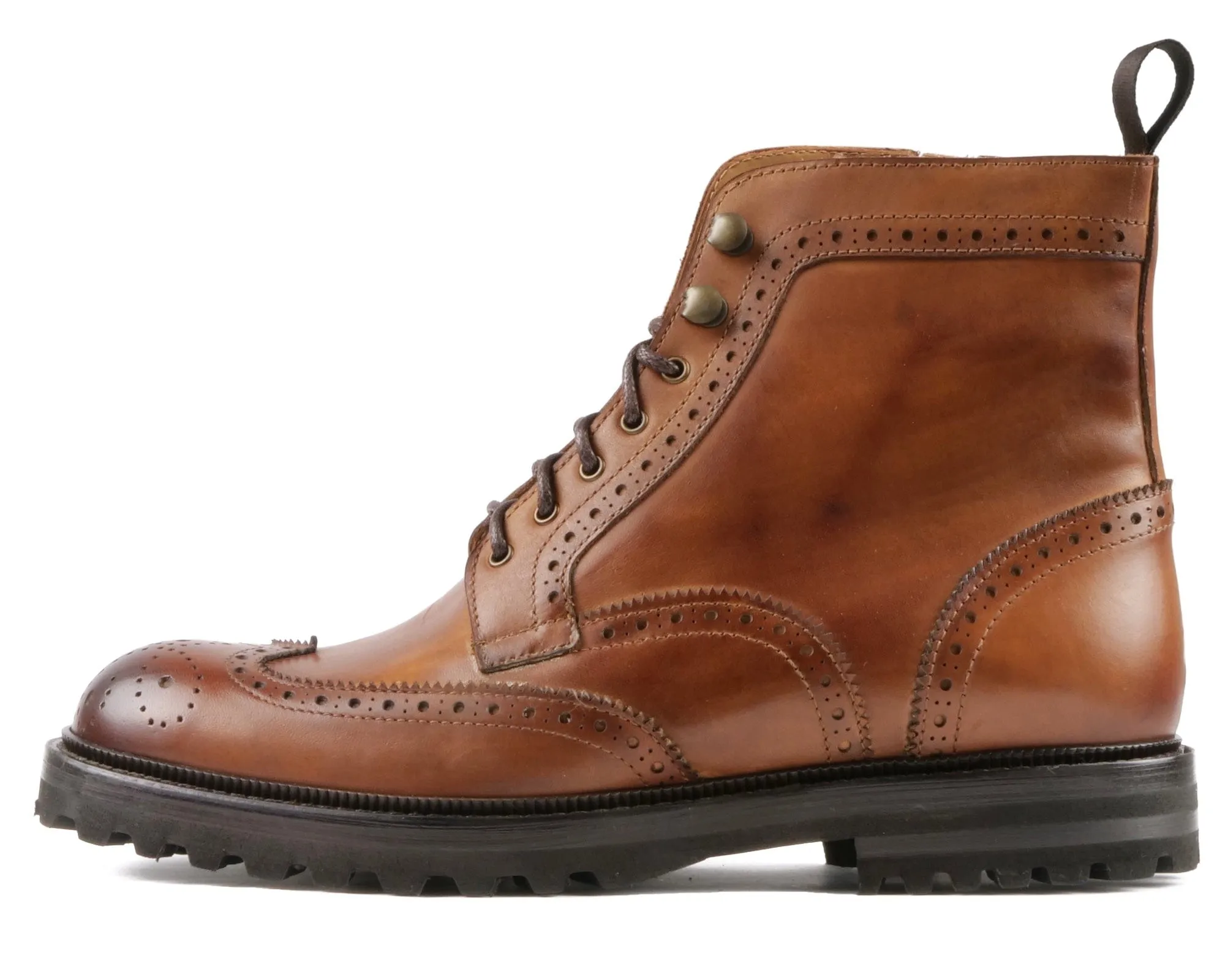 Montana Wingtip Brogue Boot Tan