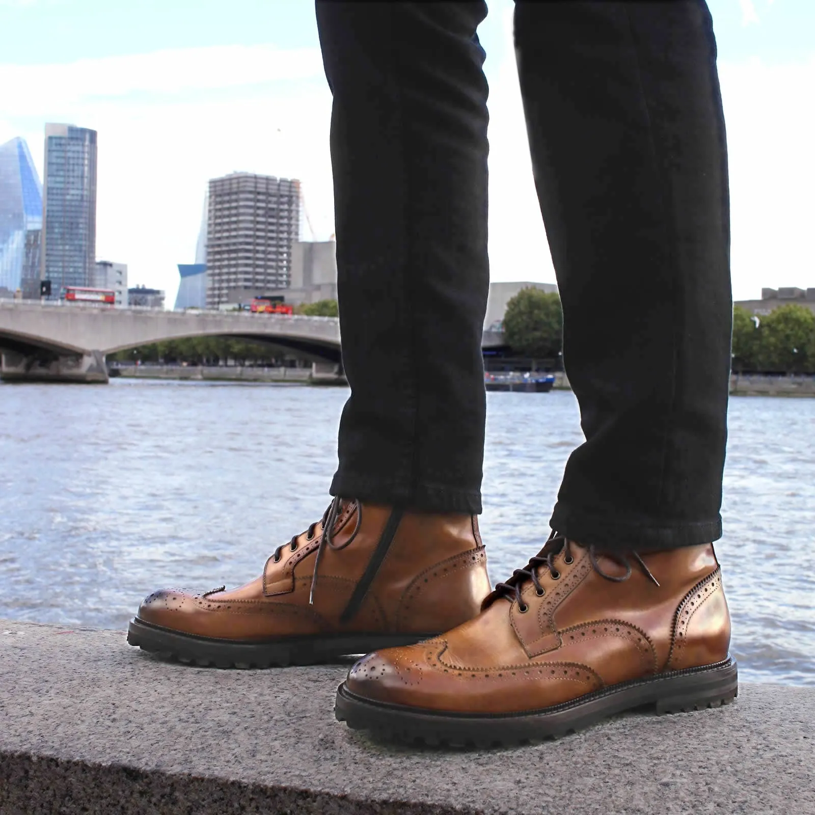 Montana Wingtip Brogue Boot Tan