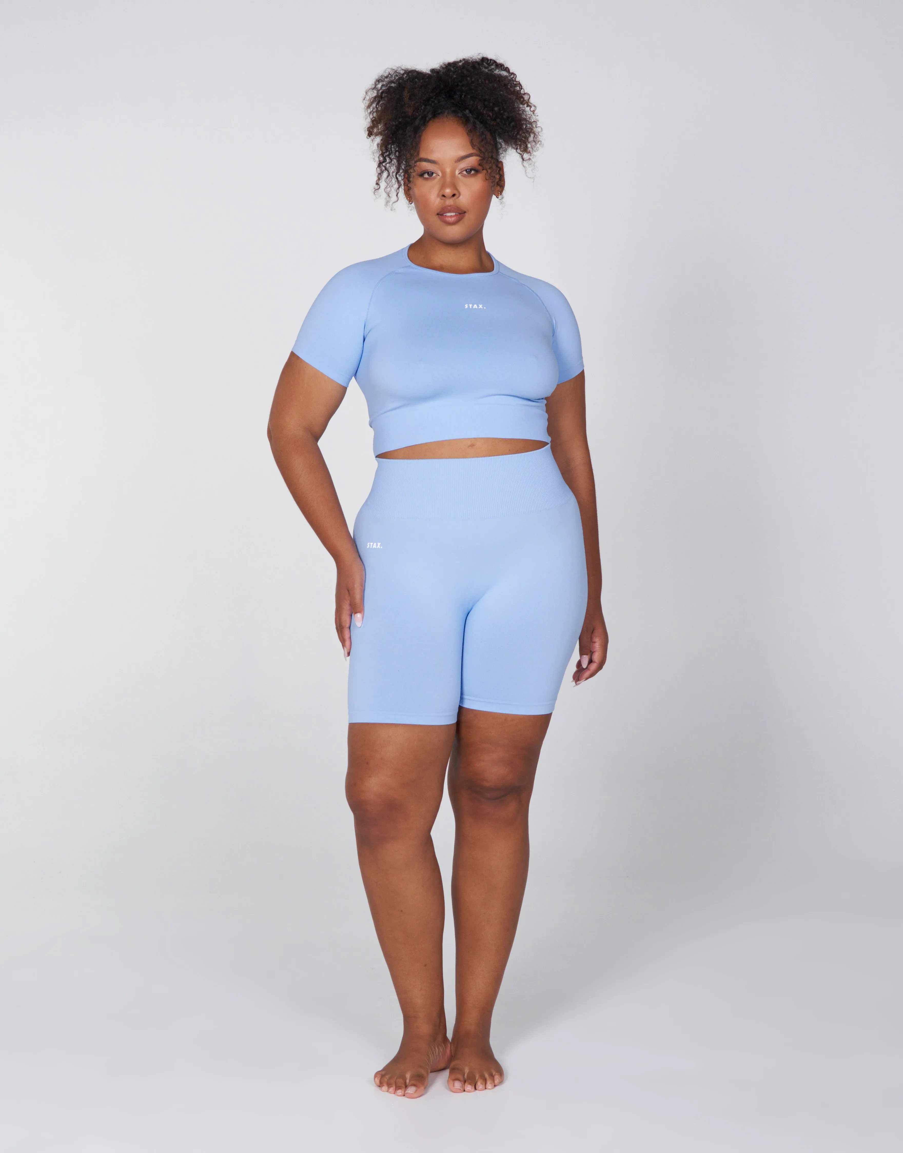 Premium Seamless Favourites Midi Bike Shorts - Baby Blue