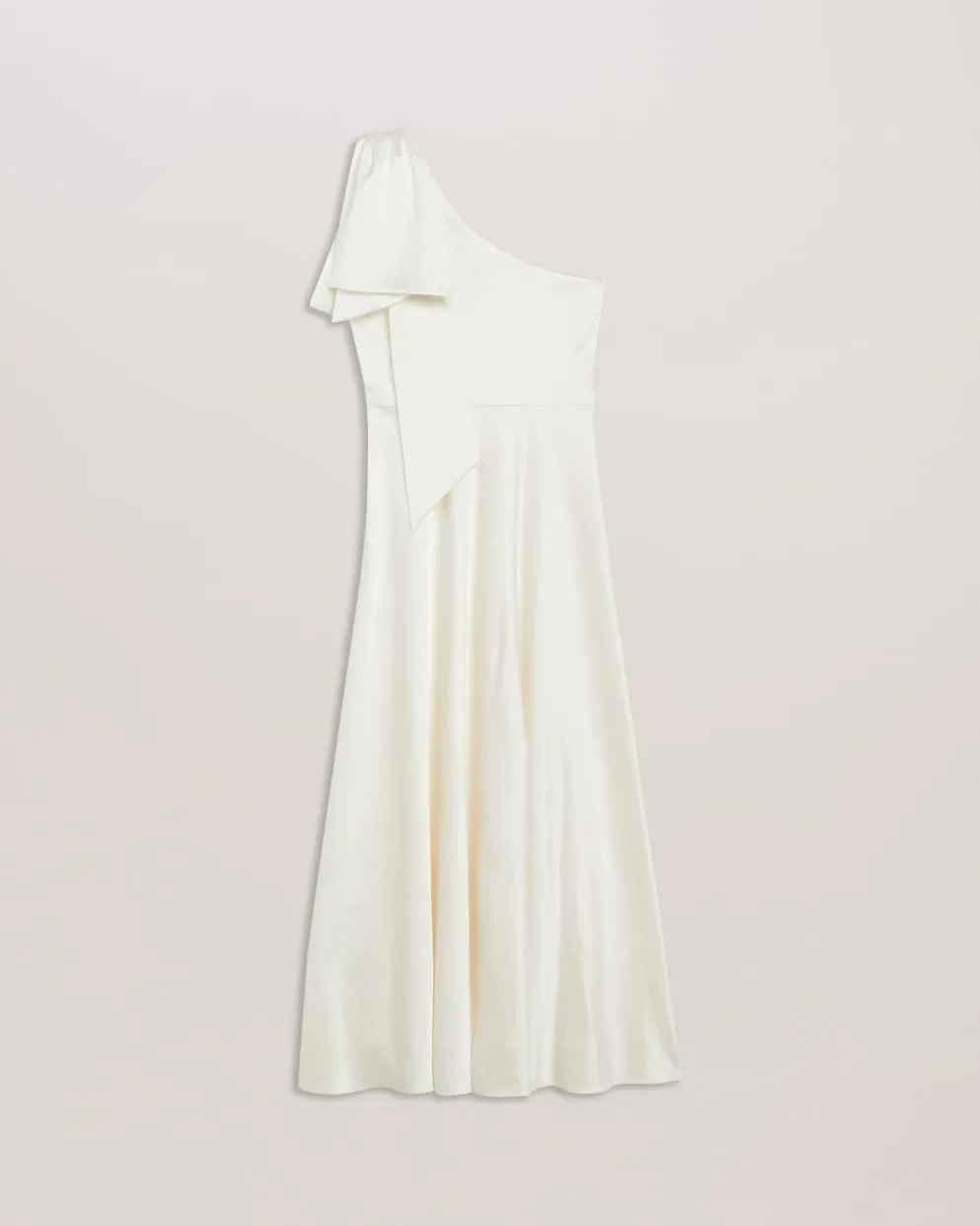 Rikuto Draped One Shoulder Midi Dress Ivory