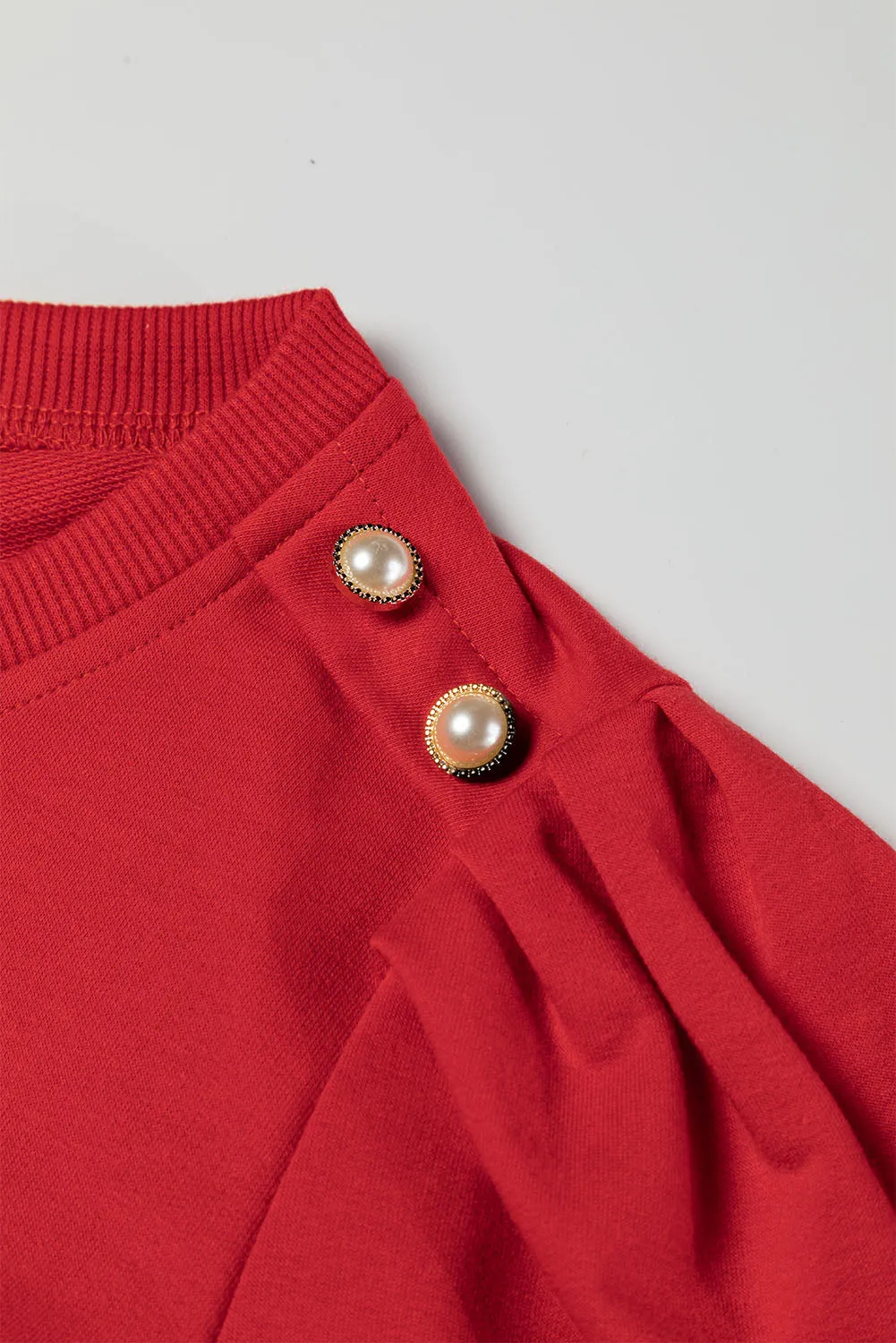 Rose Tan Button Tab Detail Long Sleeve Top