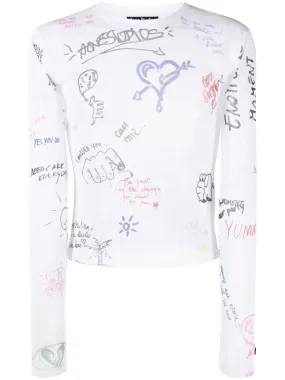 SCRIBBLES-PRINT MESH SWEATSHIRT