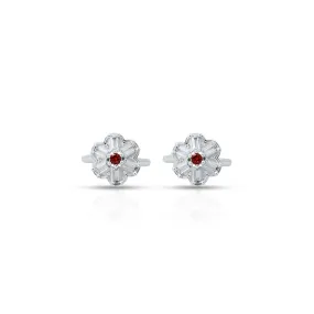 Silver Center Red Stone Flower Design Bichhiya for Girls