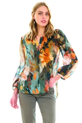 Stephanie Top Autumn Floral Print