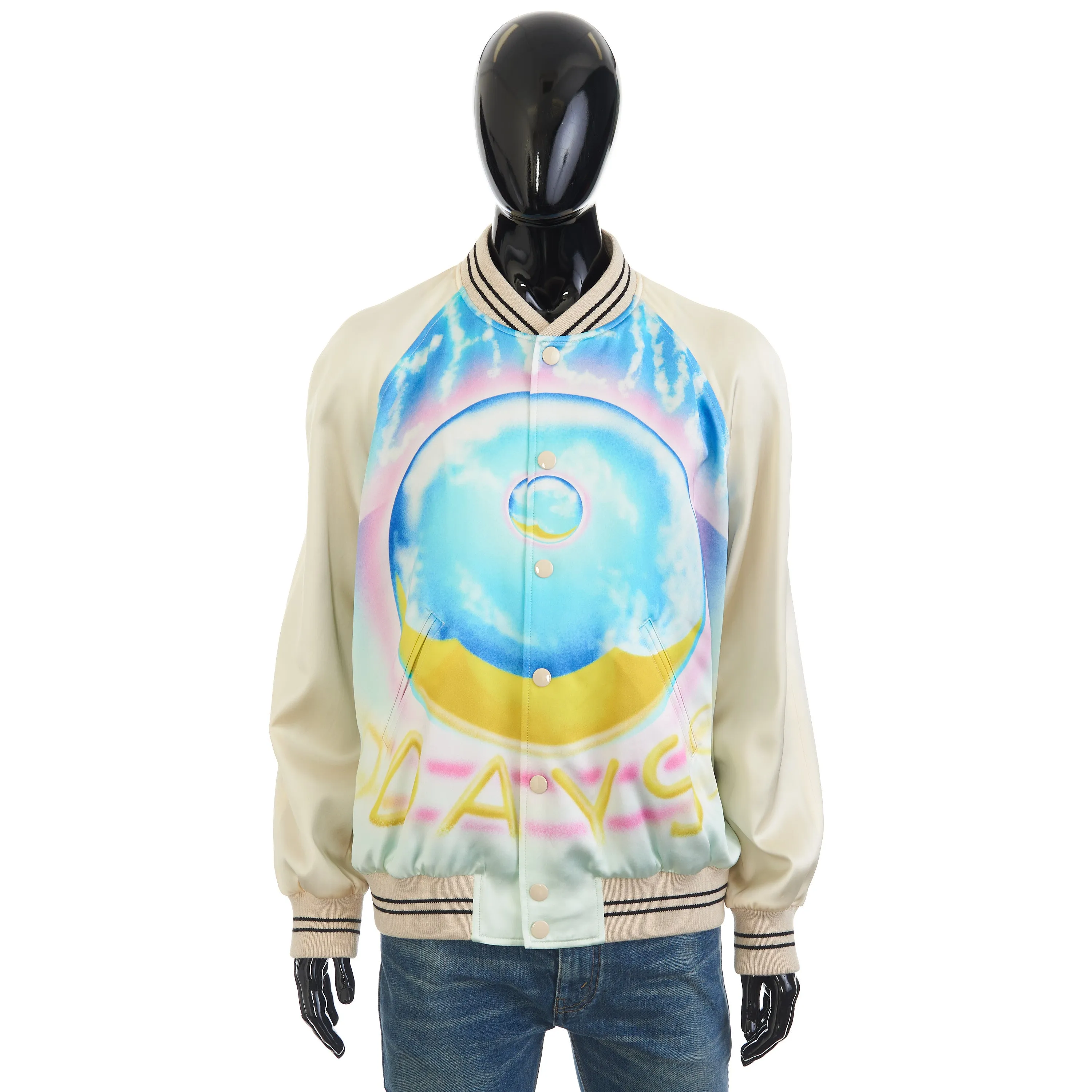 x MARCELO LAVIN “HEAVENLY DAYS” Print Teddy Jacket In Multicolor Satin