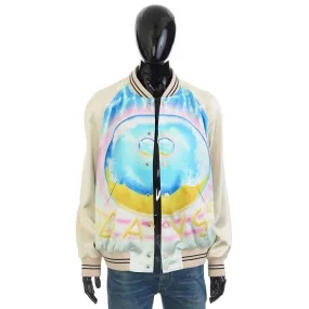 x MARCELO LAVIN “HEAVENLY DAYS” Print Teddy Jacket In Multicolor Satin