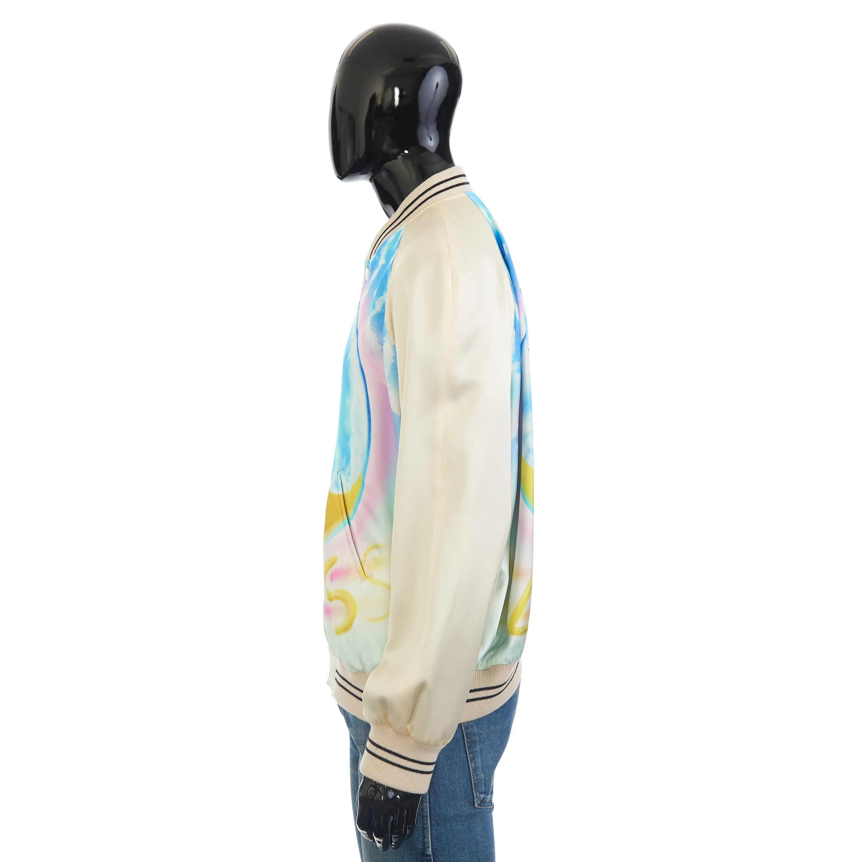 x MARCELO LAVIN “HEAVENLY DAYS” Print Teddy Jacket In Multicolor Satin