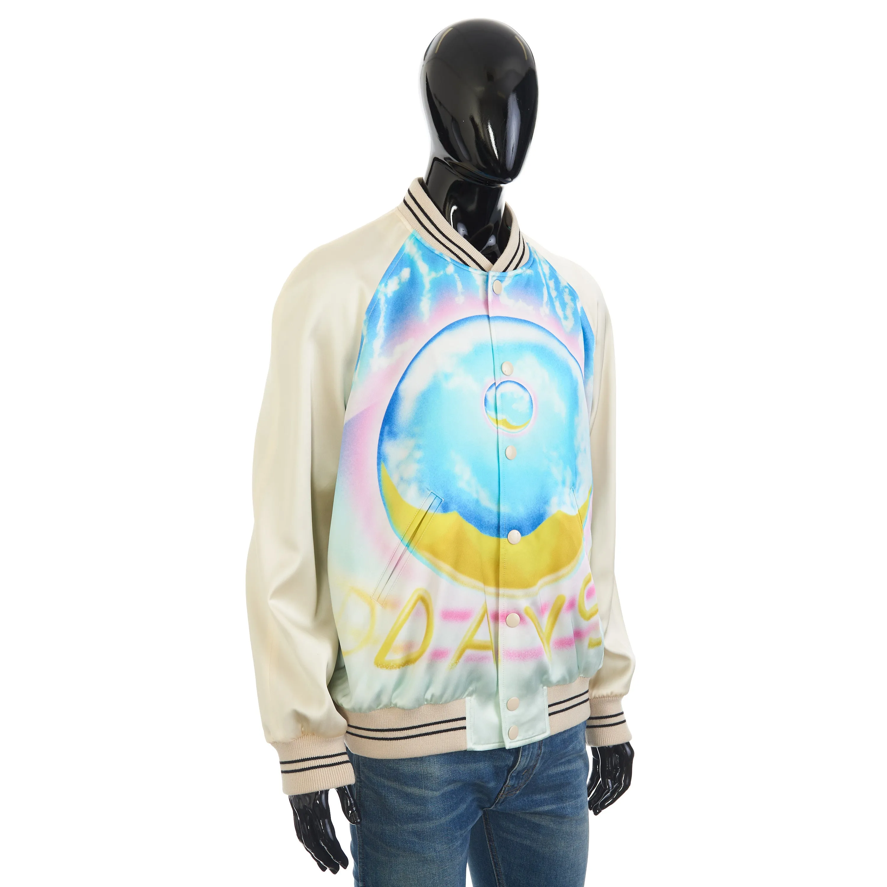 x MARCELO LAVIN “HEAVENLY DAYS” Print Teddy Jacket In Multicolor Satin