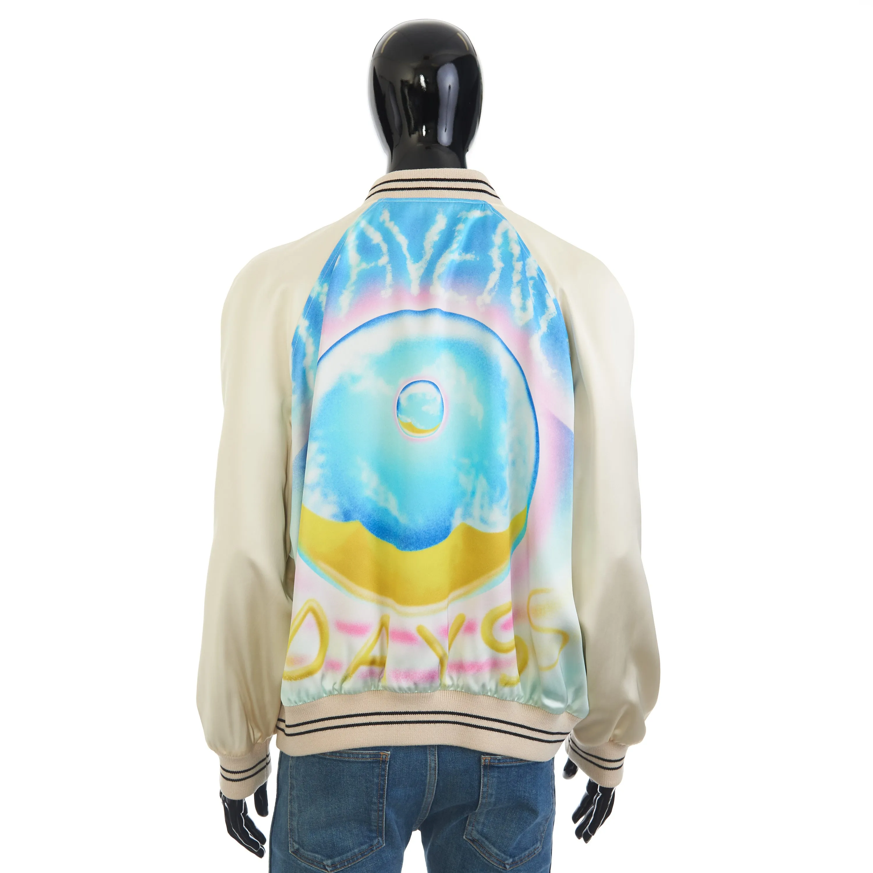 x MARCELO LAVIN “HEAVENLY DAYS” Print Teddy Jacket In Multicolor Satin