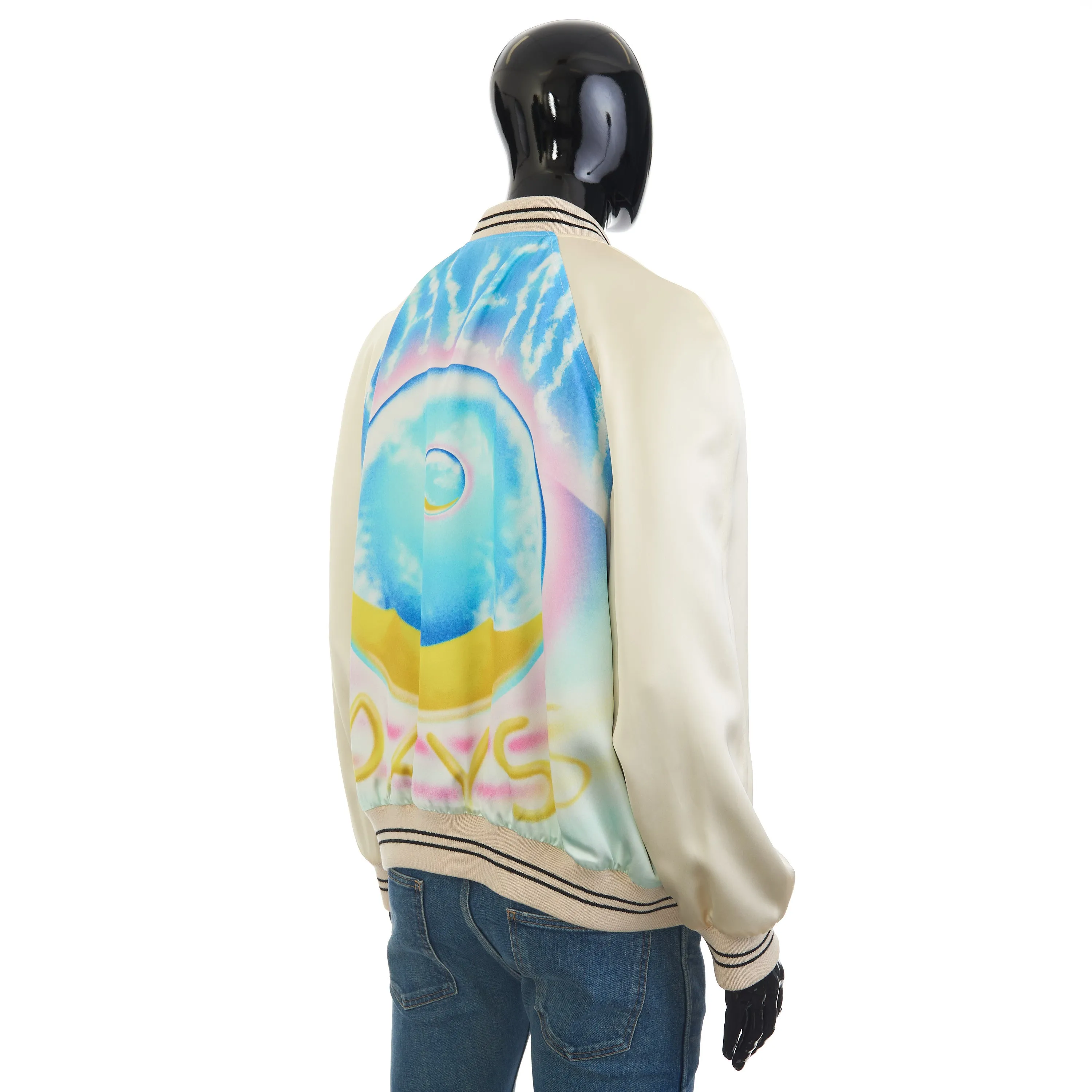 x MARCELO LAVIN “HEAVENLY DAYS” Print Teddy Jacket In Multicolor Satin