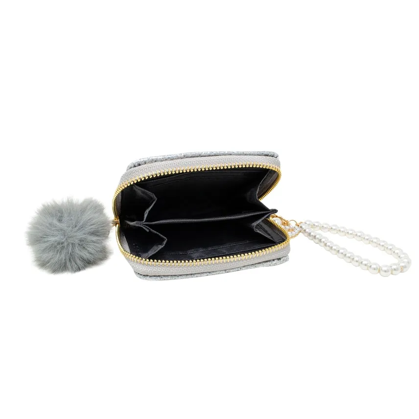 Zomi Gems Sparkle Pearl Strap Wallet - Silver